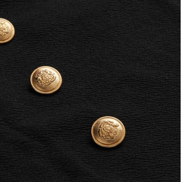 Black Gold Double Button Pencil Skirt - Picture 5 of 8